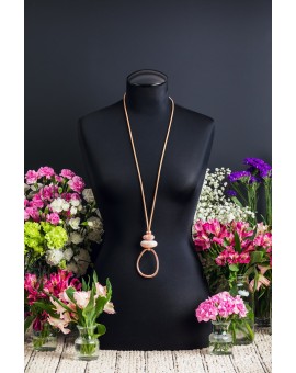 Stone and Rose Gold Amorphic Egg Necklace