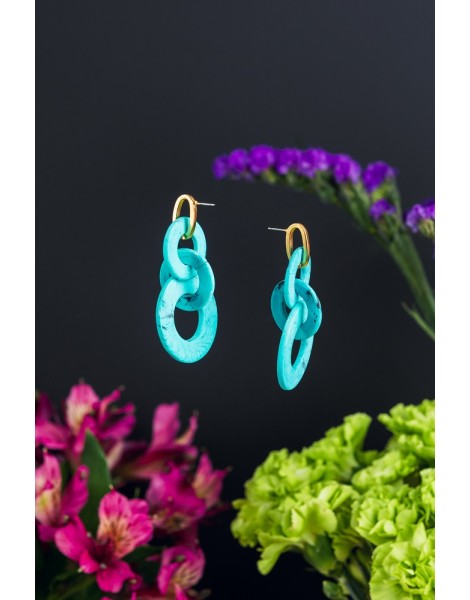 Looped Circular Turquoise Earrings