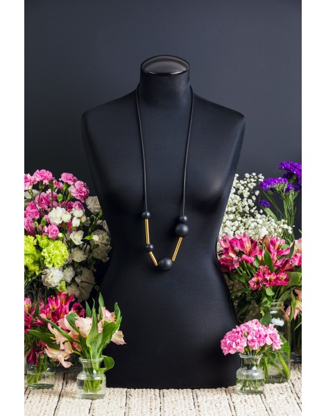 Black and Gold Tie Necklace