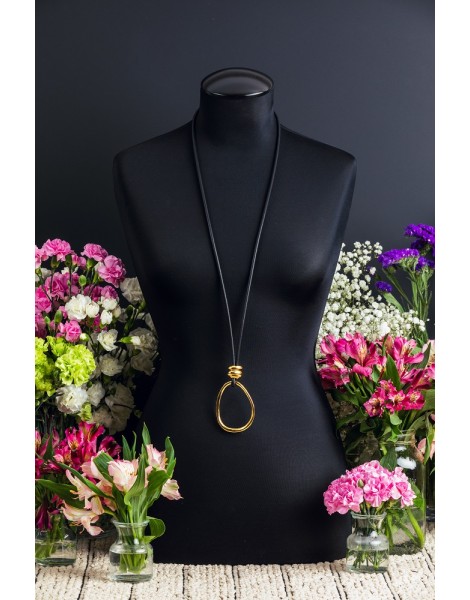 Black and Gold Amorphic Egg Necklace