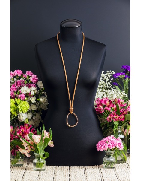 Stone and Rose Gold Amorphic Egg Necklace